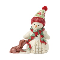 Heartwood Creek by Jim Shore Christmas Snowman with Dog & Scarf Pint Sized Figurine
