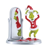 Department 56 Dr Seuss Grinch Posing as Santa in Front Of Mirror