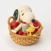Peanuts by Jim Shore Snoopy & Woodstock in a Basket full of Strawberries