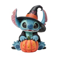 Disney Traditions by Jim Shore Halloween Stitch Wearing a Witch Hat - Jack-o-Lantern Light Up Figurine