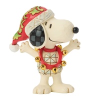 Peanuts by Jim Shore Snoopy Wearing Santa Hat  & Bells Mini Figurine