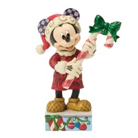 Disney Traditions by Jim Shore  Mickey Mouse Holding a Christmas Candy Cane