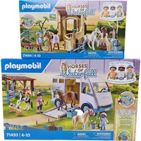 Playmobil Horses of Waterfall Mobile Horse Riding School 71493 & Riding Stable 71494