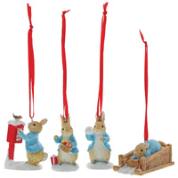 Beatrix Potter - Peter Rabbit Winter Miniature Set 4 Hanging Ornaments A29927
