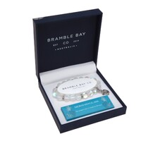 Bramble Bay Collections Ocean Turtle Charm Bracelet - White Mermaid Glass 