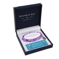 Bramble Bay Collections Ocean Turtle Charm Bracelet - Violet Mermaid Glass