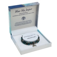Crystal Carvings by Bramble Bay Tree of Life Duo Bracelet Set - Blue Sky Jasper Rhodium