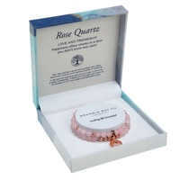 Crystal Carvings by Bramble Bay Tree of Life Duo Bracelet Set - Rose Quartz Rose Gold
