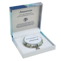 Crystal Carvings by Bramble Bay Tree of Life Duo Bracelet Set - Amazonite Matte Rhodium