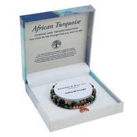 Crystal Carvings by Bramble Bay Tree of Life Duo Bracelet Set - African Turquoise Rose Gold
