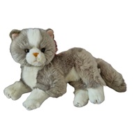 Elka Australia Plush Toy - Cat Grey and White Laying 30cm