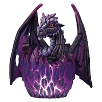 Edge Sculpture - Lit Dragon Egg Purple Figurine - Large 22cm