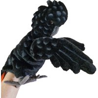 Hansa Plush Hand Puppet - Bird Red Tailed Black Cockatoo