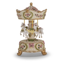 Russell Collection - Carousel 3 Horse Musical Merry Go Round - Cream 20cm