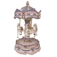 Russell Collection - Carousel 3 Horse Musical Merry Go Round - Purple 19cm