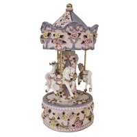 Russell Collection - Carousel 3 Horse Musical Merry Go Round - Pearl 17cm