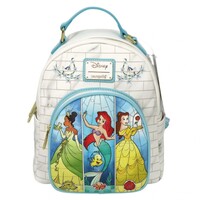 Loungefly Mini Backpack - Disney Princess Stained Glass - Tiana, Ariel & Belle