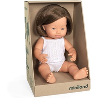 Miniland Doll Caucasian Brunette Girl Down Syndrome 38cm