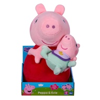 Peppa Pig Family - Peppa Cuddling Baby Evie - Plush Soft Toy 2 Pack
