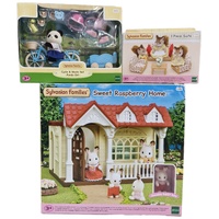 Sylvanian Families - Raspberry House, 3 Piece Furniture Suite, Cycle Skate Panda Girl