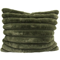 Puffer Faux Fur Cushion in Moss Green 55cm x55cm - LaVida