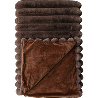 Puffer Faux Fur Throw Blanket in Chocolate 150cm x 200cm - LaVida