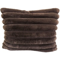 Puffer Faux Fur Cushion in Chocolate 55cm x 55cm - LaVida