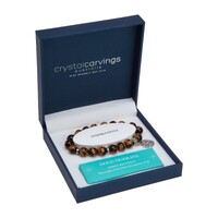 Crystal Carvings by Bramble Bay Tree of Life Charm Bracelet - Gold Tiger Eye 