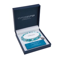 Crystal Carvings by Bramble Bay Tree of Life Charm Bracelet - Aqua Aurora Glass 