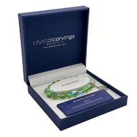Crystal Carvings by Bramble Bay Tree of Life Charm Bracelet - Green Aurora Glass