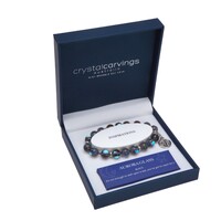 Crystal Carvings by Bramble Bay Tree of Life Charm Bracelet - Aurora Glass - Black