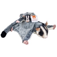 Wild Republic Artist Collection Sugar Glider Mum & Baby Possum Pair Large 38/15cm Soft Plush Toy