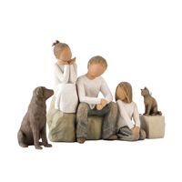 Willow Tree Family Brother Sister Joyful Child Dog Cat (Dark) by Susan Lordi